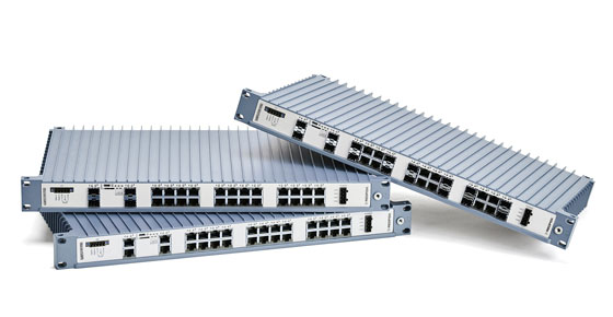 Westermo RedFox series industrial 19 inch rackmount switches.